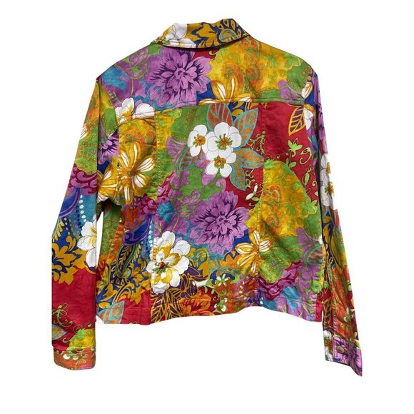 Coldwater Creek Women's Full Zip Colorful Floral Jacket Pockets Size Large - Picture 5 of 9